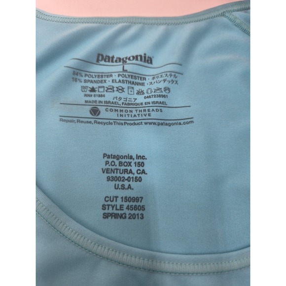 Patagonia Womens Blue Short Sleeve Performance T-Shirt Top - Size Large Stains - Picture 5 of 9